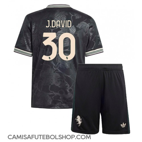 Camisa de time de futebol Juventus Jonathan David #30 Replicas 3º Equipamento Infantil 2025-26 Manga Curta (+ Calças curtas)